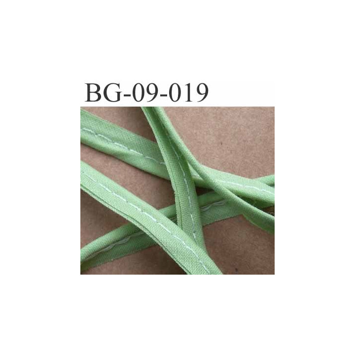 biais galon ruban passepoil en coton couleur vert avec cordon coton très solide largeur 9 mm vendu au mètre