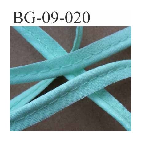 biais galon ruban passepoil en coton couleur vert clair avec cordon coton très solide largeur 9 mm vendu au mètre