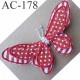 broche PAPILLON en tissu et perles couleur rouge