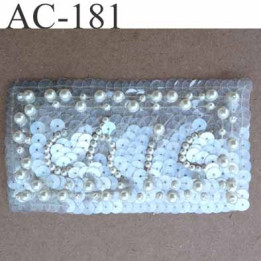 ornement applique écusson empiècement guipure CHIC perles et  strass à coudre