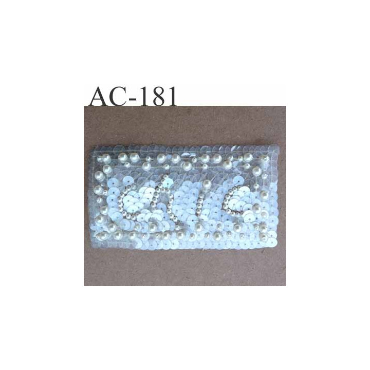 ornement applique écusson empiècement guipure CHIC perles et  strass à coudre