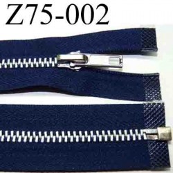 fermeture zip à glissière longueur 75 cm couleur bleu séparable zip métal largeur 3 cm largeur du zip 6 mm curseur métal 