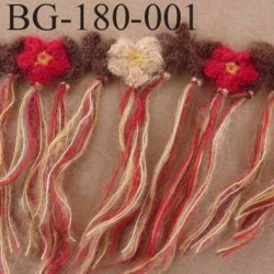 biais galon laine avec franges hauteur 180 mm diamètre des fleurs 30 mm vendu au mètre