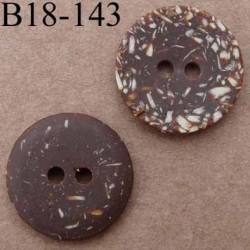 bouton 18 mm couleur marron chiné mat 2 trous diamètre 18 mm