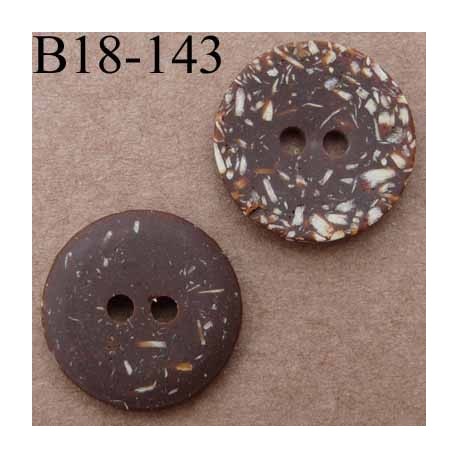 bouton 18 mm couleur marron chiné mat 2 trous diamètre 18 mm