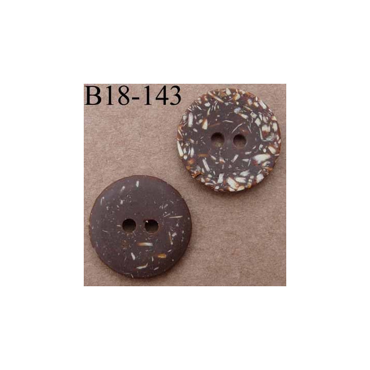 bouton 18 mm couleur marron chiné mat 2 trous diamètre 18 mm