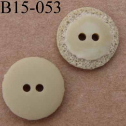 bouton diamètre 15 mm couleur beige taupe mat  2 trous