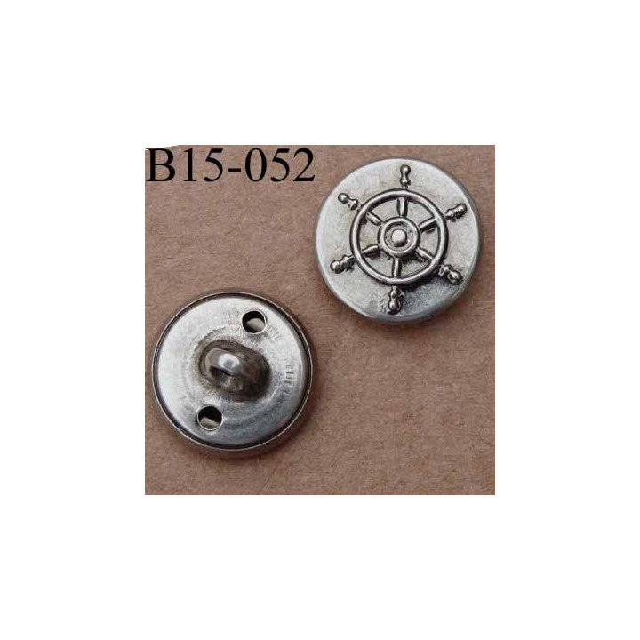 bouton métal 15 mm style marin couleur mat accroche avec un anneau diamètre 15 millimètres