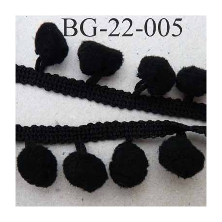 biais galon ruban couleur noir hauteur total 22 mm avec des pompons diamètre dix mm largeur ruban 6 mm prix au mètre