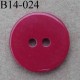 bouton diamètre 14 mm couleur rouge foncé brillant 2 trous