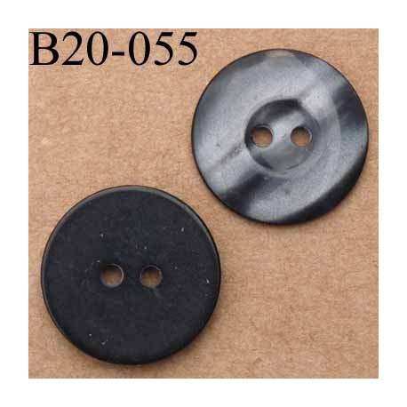 bouton 20 mm couleur gris dégradé brillant 2 trous diamètre 20 mm