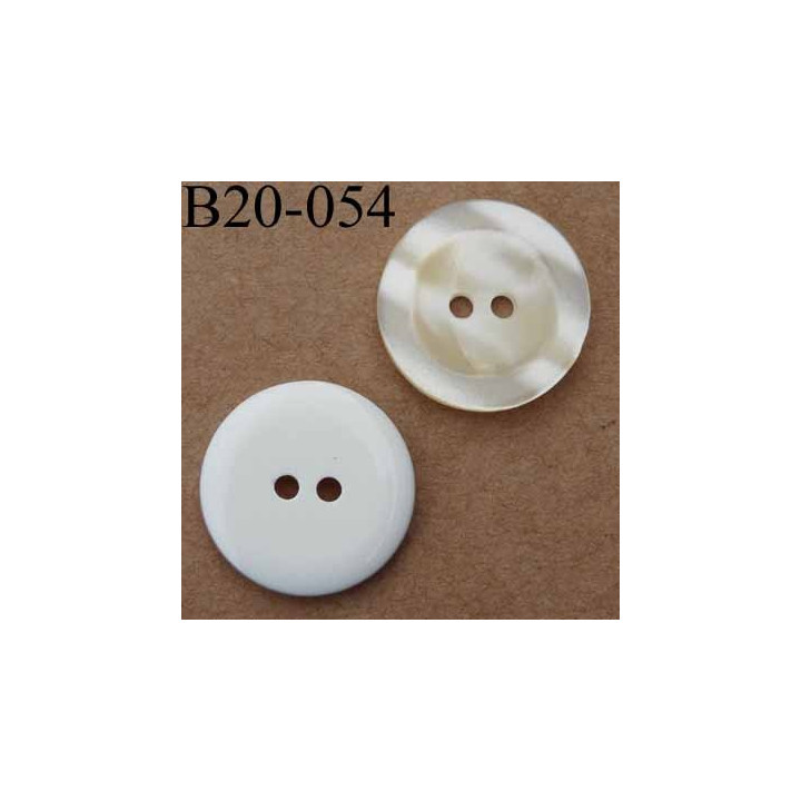 bouton 20 mm couleur i voire nacré et blanc 2 trous diamètre 20 mm