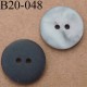 bouton 20 mm couleur noir mat et gris nacré 2 trous diamètre 20 mm