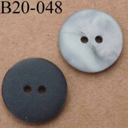 bouton 20 mm couleur noir mat et gris nacré  2 trous diamètre 20 mm