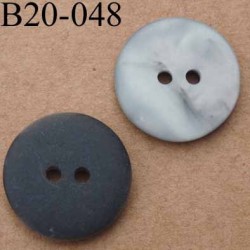 bouton 20 mm couleur noir mat et gris nacré  2 trous diamètre 20 mm