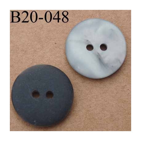 bouton 20 mm couleur noir mat et gris nacré 2 trous diamètre 20 mm
