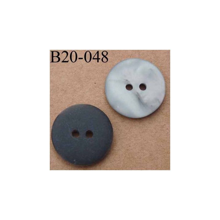 bouton 20 mm couleur noir mat et gris nacré  2 trous diamètre 20 mm