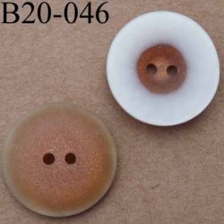 bouton 20 mm couleur blanc et marron mordoré  2 trous diamètre 20 mm
