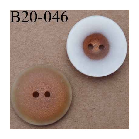 bouton 20 mm couleur blanc et marron mordoré 2 trous diamètre 20 mm
