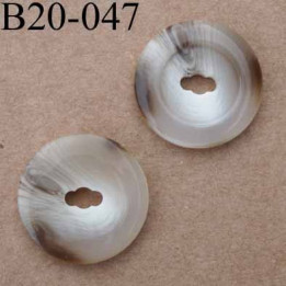 bouton 20 mm couleur marron marbré  1 trou diamètre 20 mm