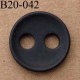 bouton 20 mm 2 gros trous de 5 mm de diamètre couleur noir mat