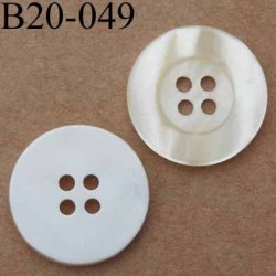 bouton 20 mm couleur nacre et blanc  4 trous diamètre 20 mm