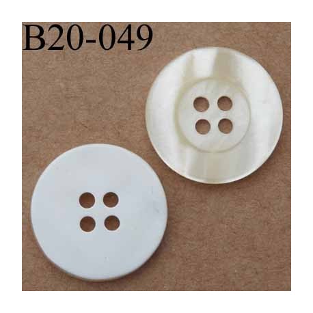bouton 20 mm couleur nacre et blanc brillant 4 trous diamètre 20 mm