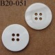 bouton 20 mm couleur blanc brillant 4 trous diamètre 20 mm