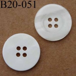 bouton 20 mm couleur blanc brillant et blanc mat 4 trous diamètre 20 mm