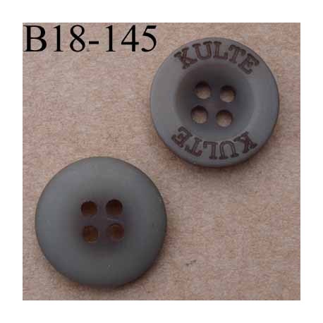 bouton 18 mm couleur marron mat inscription kulte incrusté 4 trous diamètre 18 mm