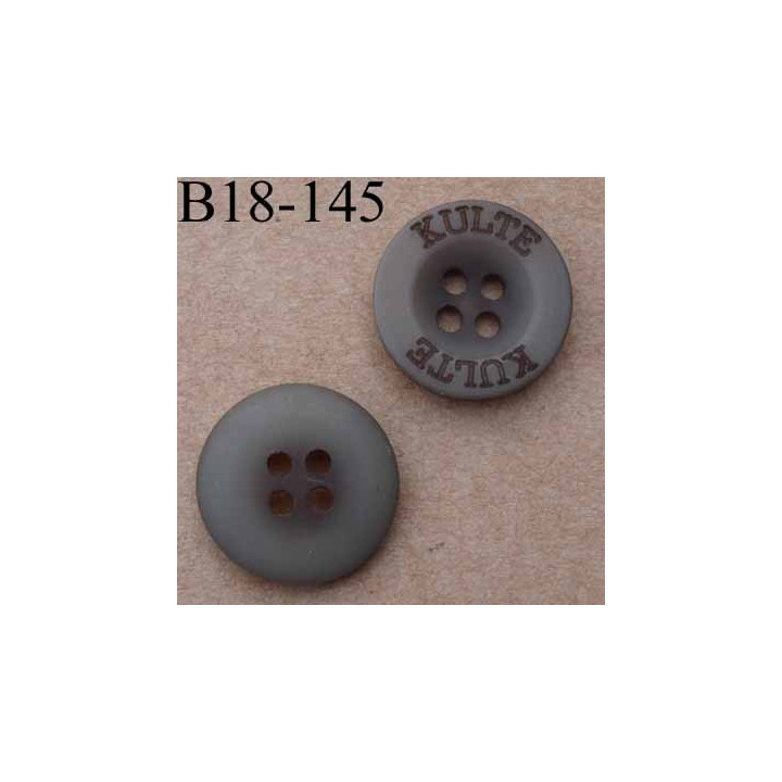 bouton 18 mm couleur marron mat inscription kulte incrusté 4 trous diamètre 18 mm