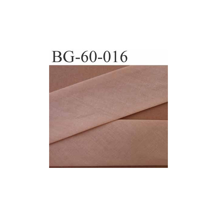 biais ruban galon a plat plié 60 +dix+dix mm en coton couleur beige chair largeur 6 cm plus 2 fois dix mm prix au mètre