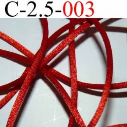cordon queue de rat en satin  brillant couleur rouge diamètre 2.5 mm très solide prix du mètre 