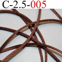 cordon queue de rat en satin  brillant couleur marron bronse diamètre 2.5 mm très solide prix du mètre 