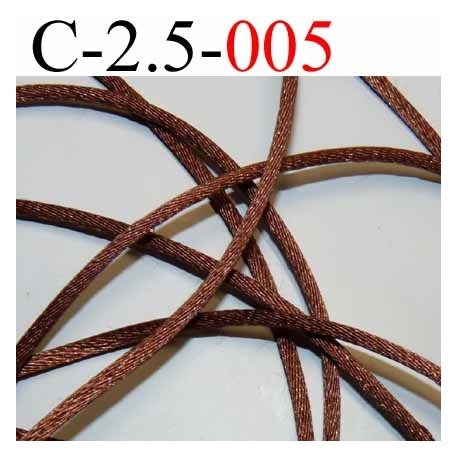 cordon queue de rat en satin brillant couleur marron bronse diamètre 2.5 mm très solide prix du mètre 