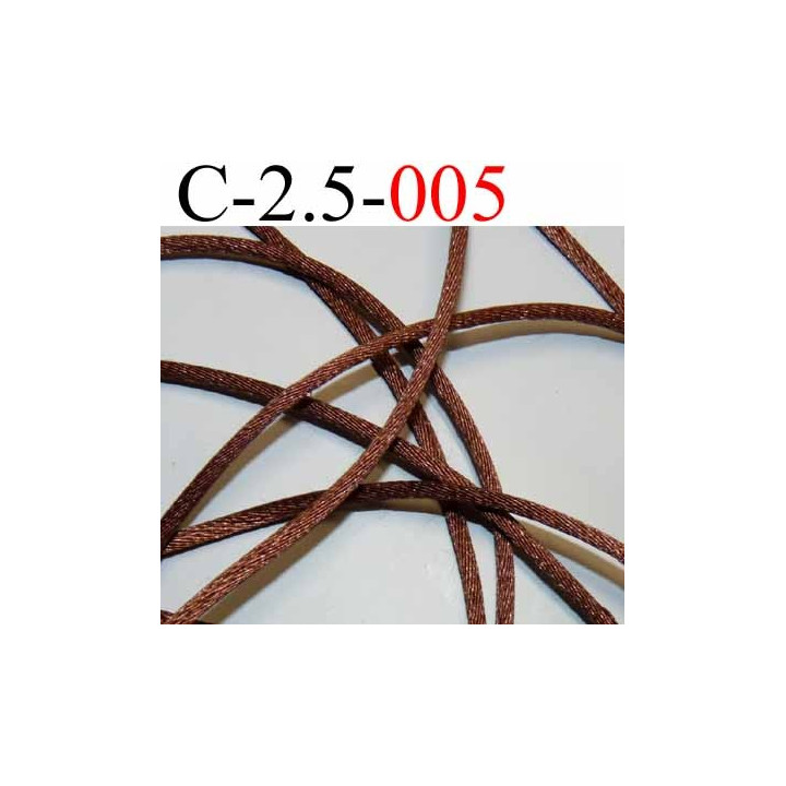 cordon queue de rat en satin  brillant couleur marron bronze diamètre 2.5 mm très solide prix du mètre 