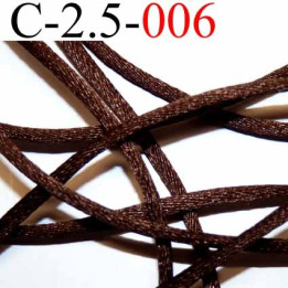 cordon queue de rat en satin  brillant couleur marron diamètre 2.5 mm très solide prix du mètre 
