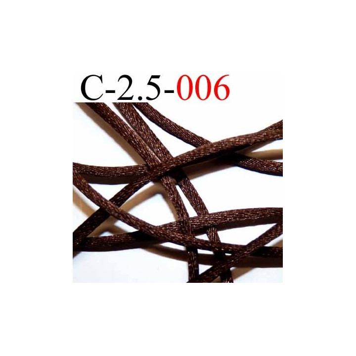cordon queue de rat en satin  brillant couleur marron diamètre 2.5 mm très solide prix du mètre 