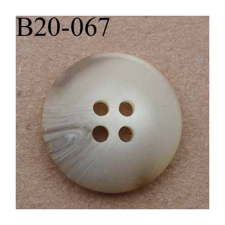 bouton 20 mm couleur beige marbré 4 trous diamètre 20 mm