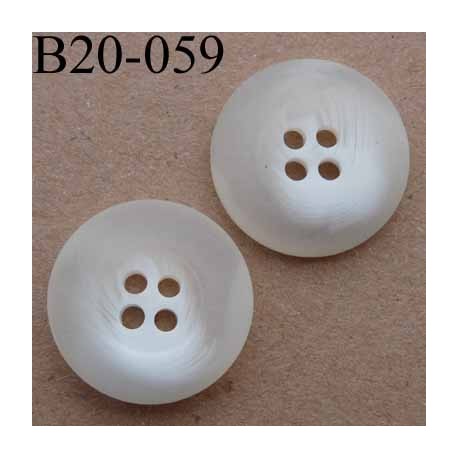 bouton 20 mm couleur ivoire blanc translucide avec bordure 4 trous diamètre 20 mm