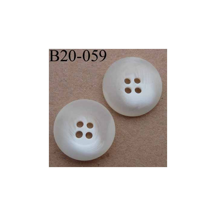 bouton 20 mm couleur ivoire blanc translucide avec bordure 4 trous diamètre 20 mm