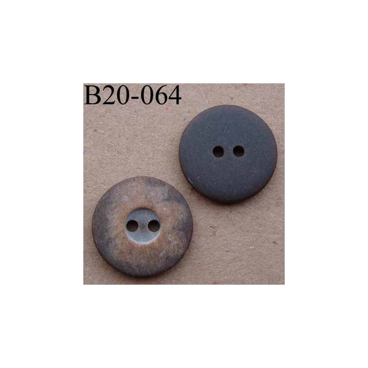 bouton 20 mm couleur marron rouille mat  large bordure 2 trous diamètre 20 mm