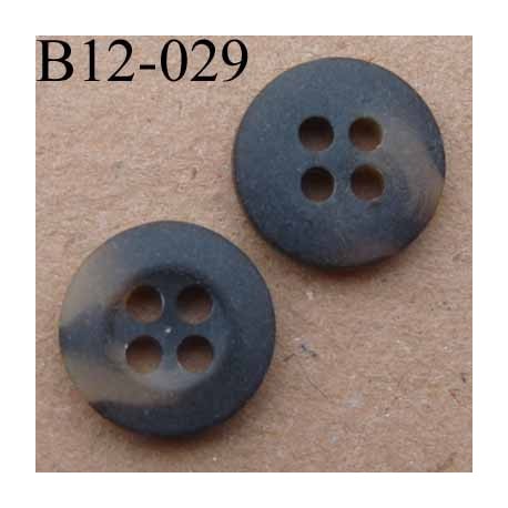 bouton diamètre 12 mm couleur marron marbré avec bordure 4 trous