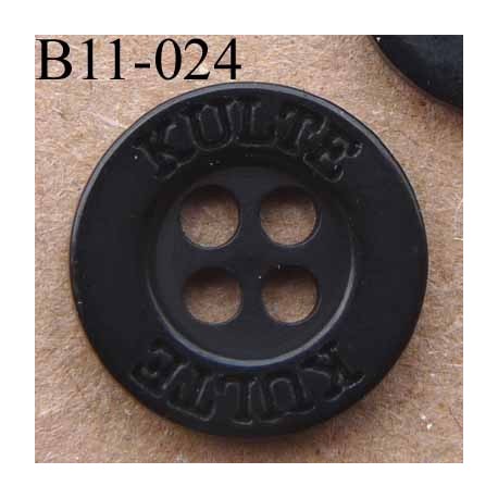 bouton diamètre 11 mm inscription KULTE couleur noir 4 trous