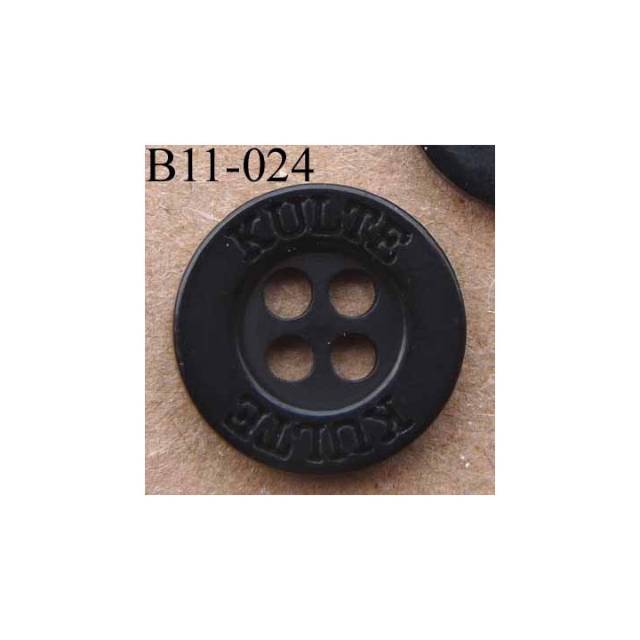 bouton diamètre 11 mm inscription KULTE couleur noir 4 trous