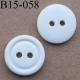 bouton diamètre 15 mm couleur blanc 2 trous