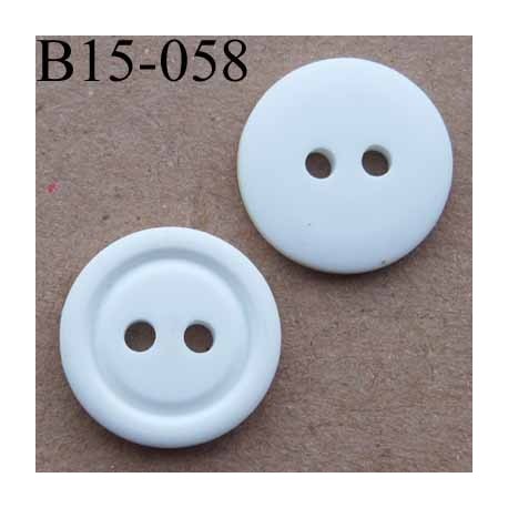 bouton diamètre 15 mm couleur blanc 2 trous