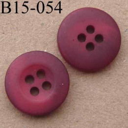 bouton diamètre 15 mm  couleur rouge framboise mat  avec bordure 4 trous