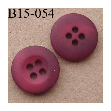 bouton diamètre 15 mm couleur rouge framboise mat avec bordure 4 trous