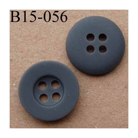 bouton diamètre 15 mm couleur gris mat avec bordure 4 trous